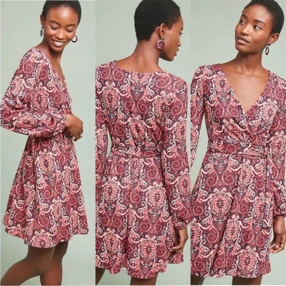 Anthropologie Maeve Paisley Belted Dress